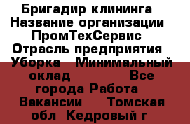 Бригадир клининга › Название организации ­ ПромТехСервис › Отрасль предприятия ­ Уборка › Минимальный оклад ­ 30 000 - Все города Работа » Вакансии   . Томская обл.,Кедровый г.